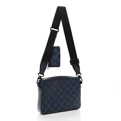 Louis Vuitton Calfskin Monogram Shadow Duo Messenger Navy Blue 2 of 7