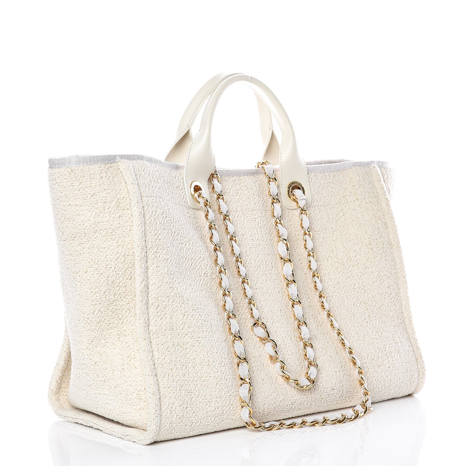 Chanel Lurex Boucle Medium Deauville Tote White 4 of 10