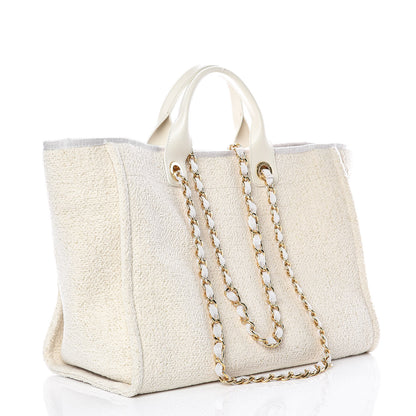 Chanel Lurex Boucle Medium Deauville Tote White 4 of 10