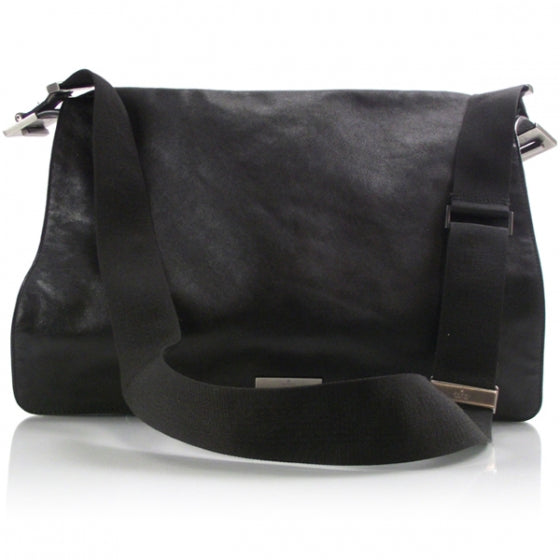 Vintage Leather Cross Body Messenger Bag Black