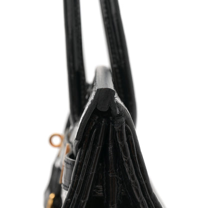 Hermes Shiny Porosus Crocodile Birkin 30 Black 12 of 13
