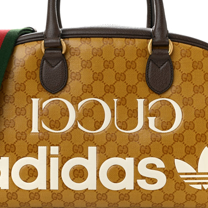Gucci X ADIDAS Crystal Vintage Monogram Textured Dollar Calfskin Web Trefoil Logo Medium Messenger Bag Mid Natural Nut Off White New Acero 8 of 11