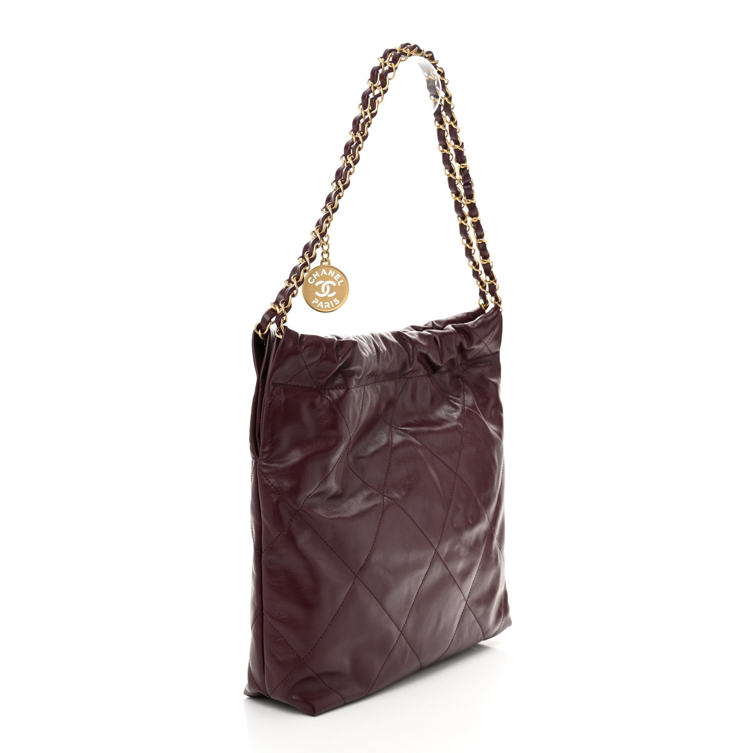 Chanel Shiny Calfskin Quilted Small Chanel 22 Dark Burgundy 4 of 12