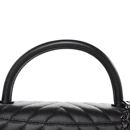 Chanel Caviar Chevron Quilted Small Coco Handle Flap So Black 4 of 10