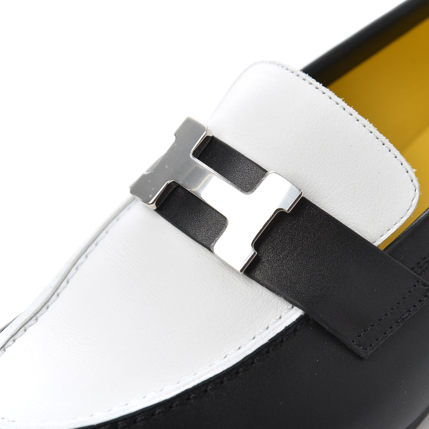 Hermes Womens Paris Loafers 36.5 Black White 13 of 14