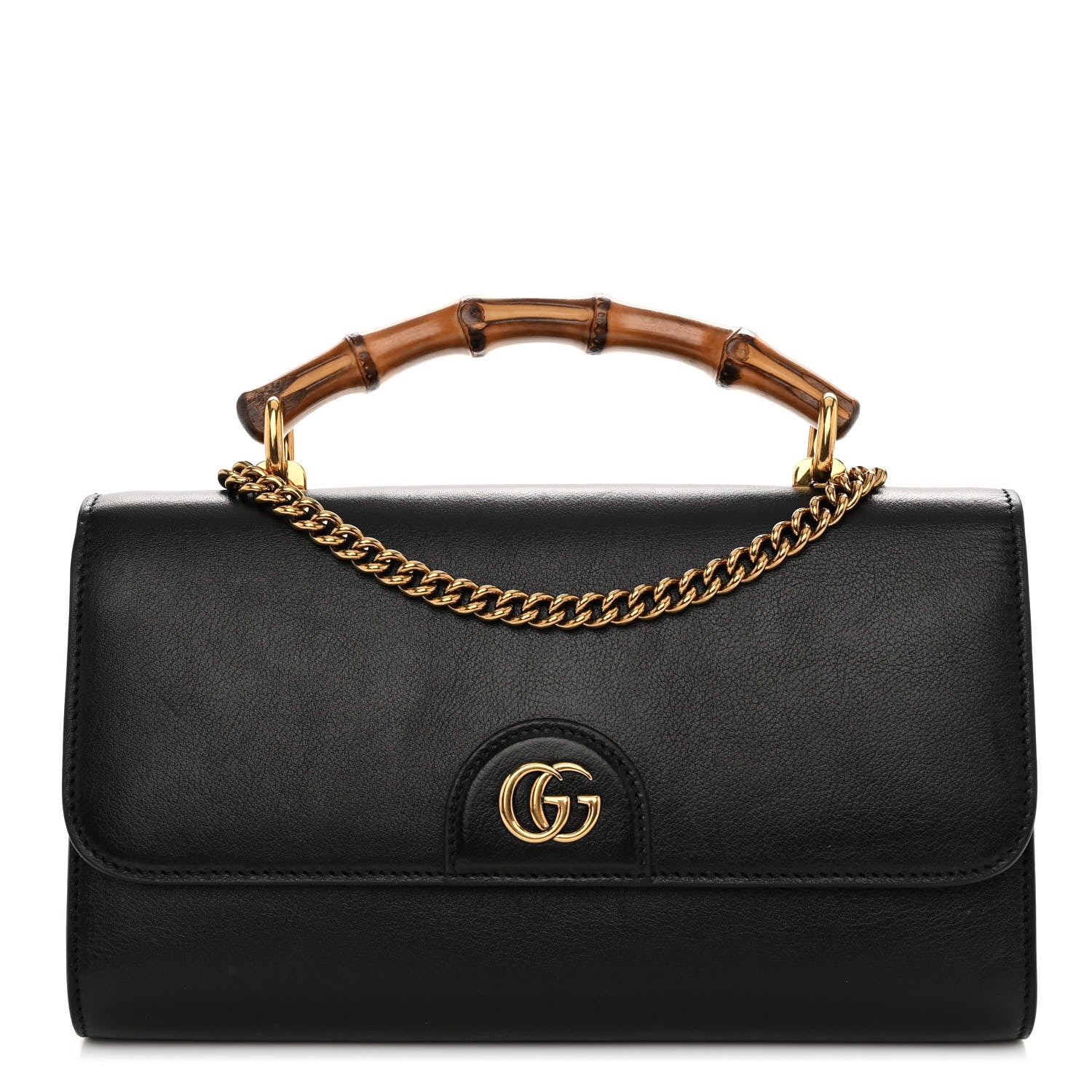 Gucci Wonka Grain Calfskin Mini Diana Bamboo Top Handle Shoulder Bag Black 1 of 9
