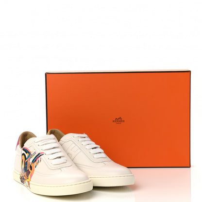 Hermes Calfskin Printed Toucans De Paradis Quicker Sneakers 36 White Multicolor 9 of 9