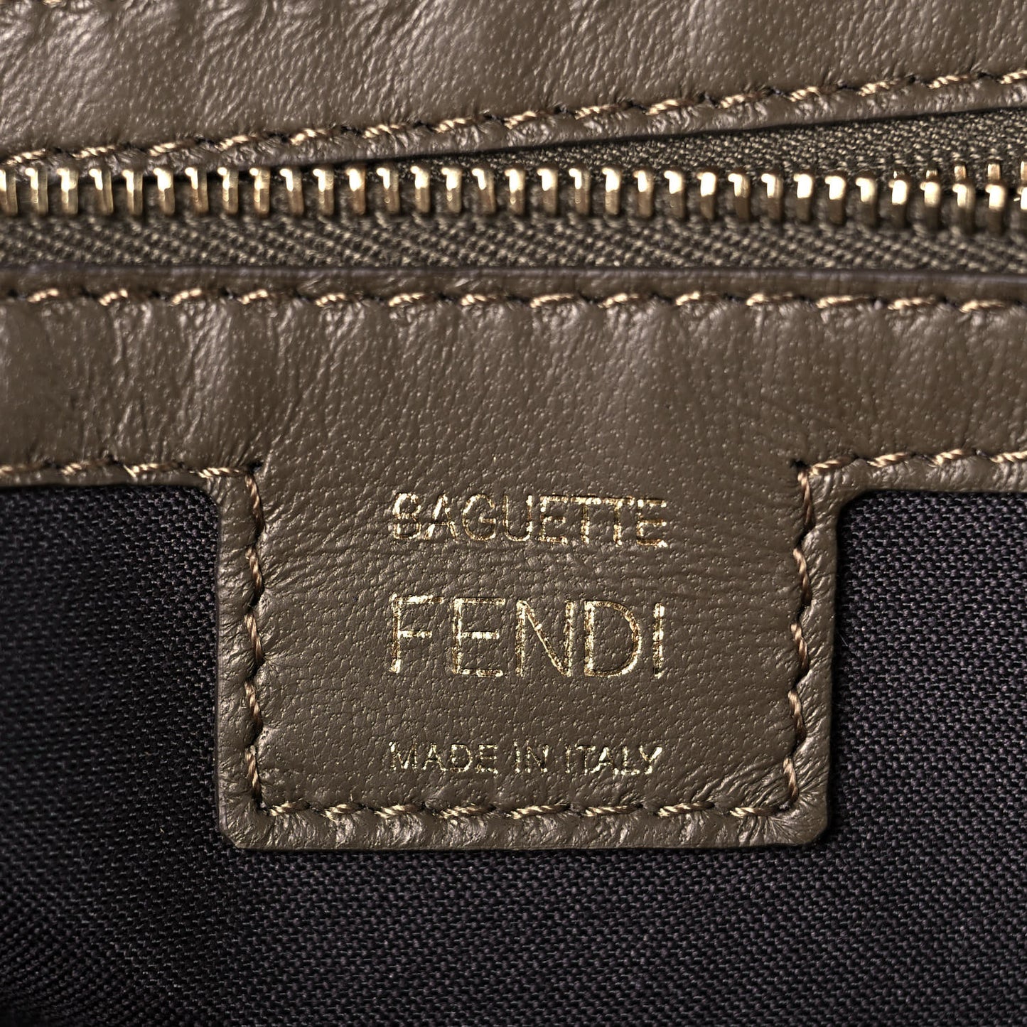 Nappa FF 1974 Embossed Large Baguette Wood
