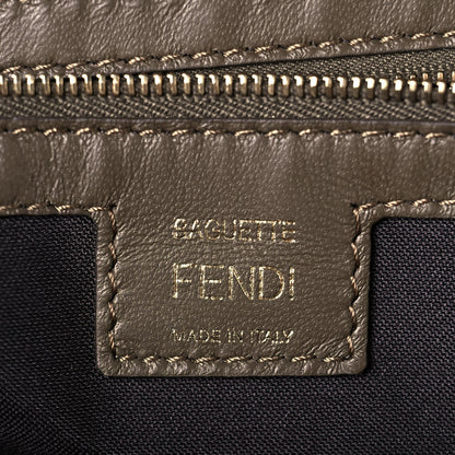 Fendi Nappa FF 1974 Embossed Large Baguette Wood 6 of 13