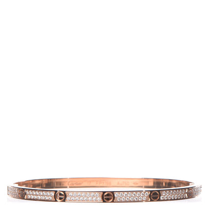 Cartier 18K Pink Gold Diamond Small LOVE Paved Bracelet 17 1 of 5