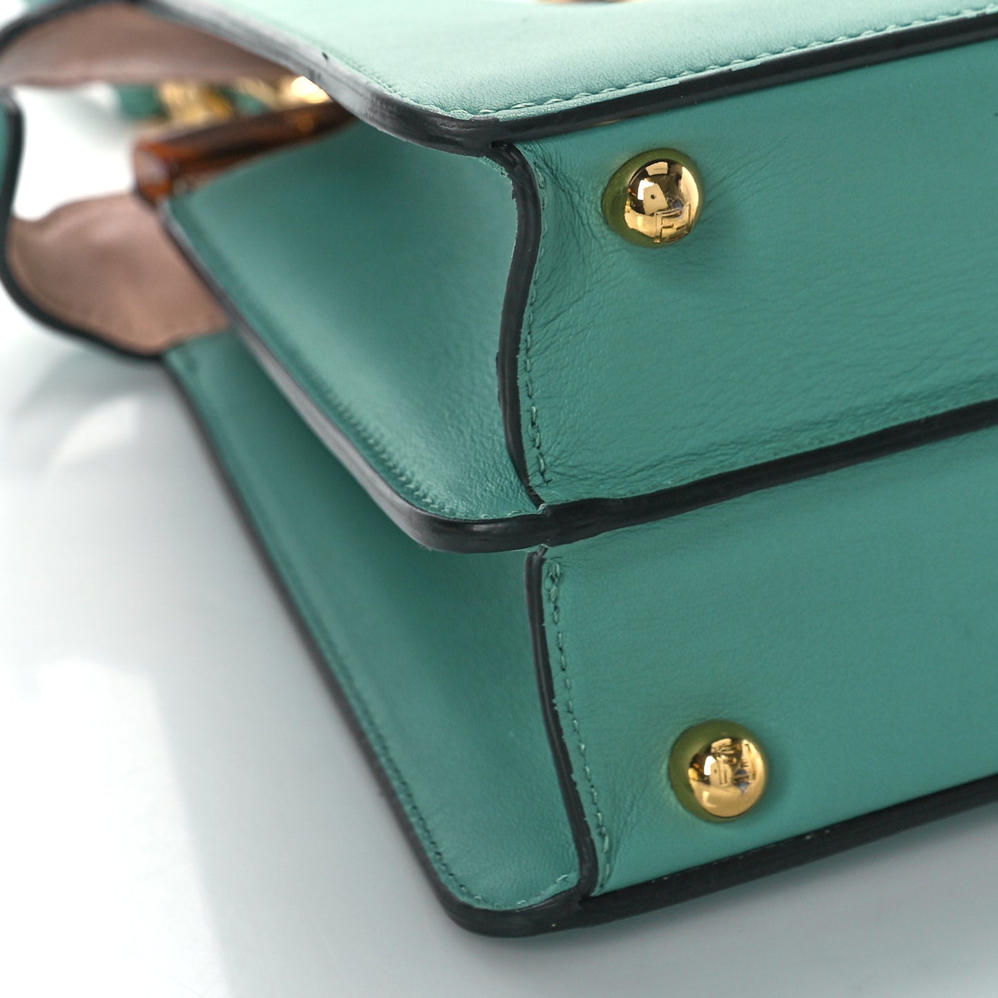 Vitello Seta Shiny Nappa Plexiglass Small Peekaboo I SEE U Satchel Menta Light Rose