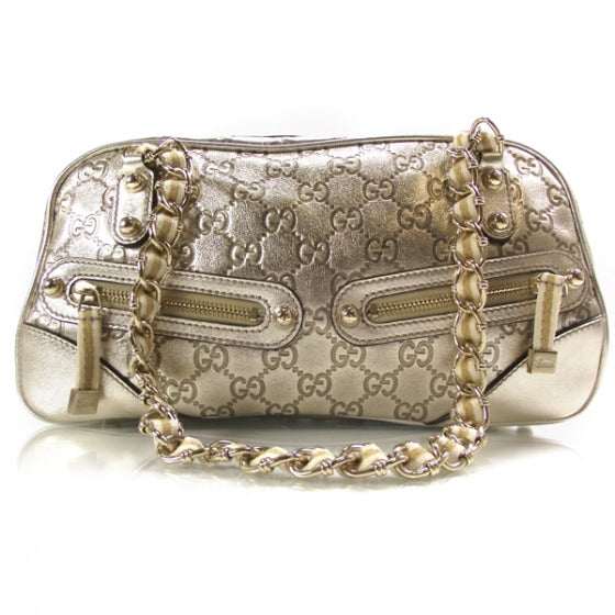 Guccissima Capri Satchel Metallic Gold