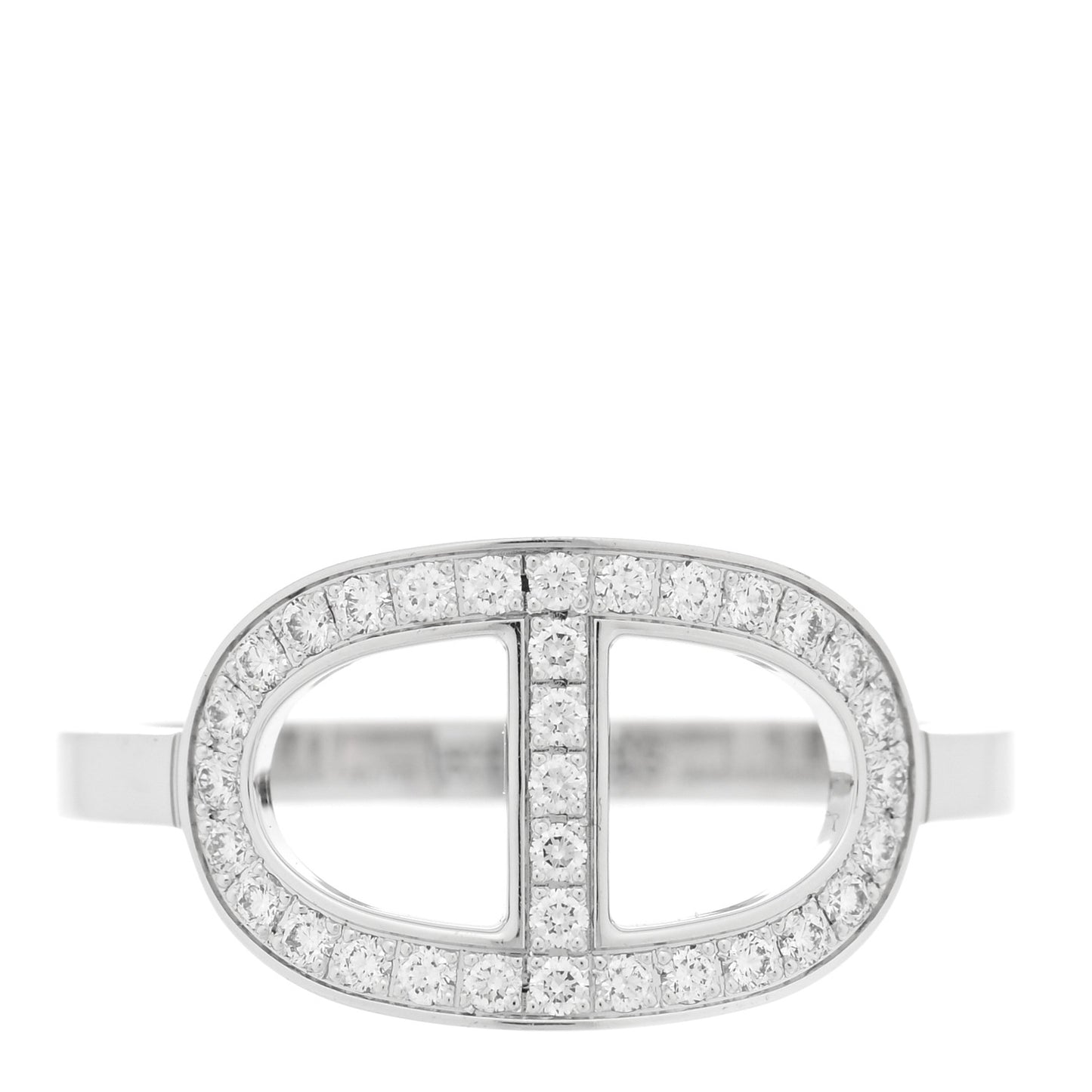 18K White Gold Diamond MM Chaine d'Ancre Contour Ring 53 6.25