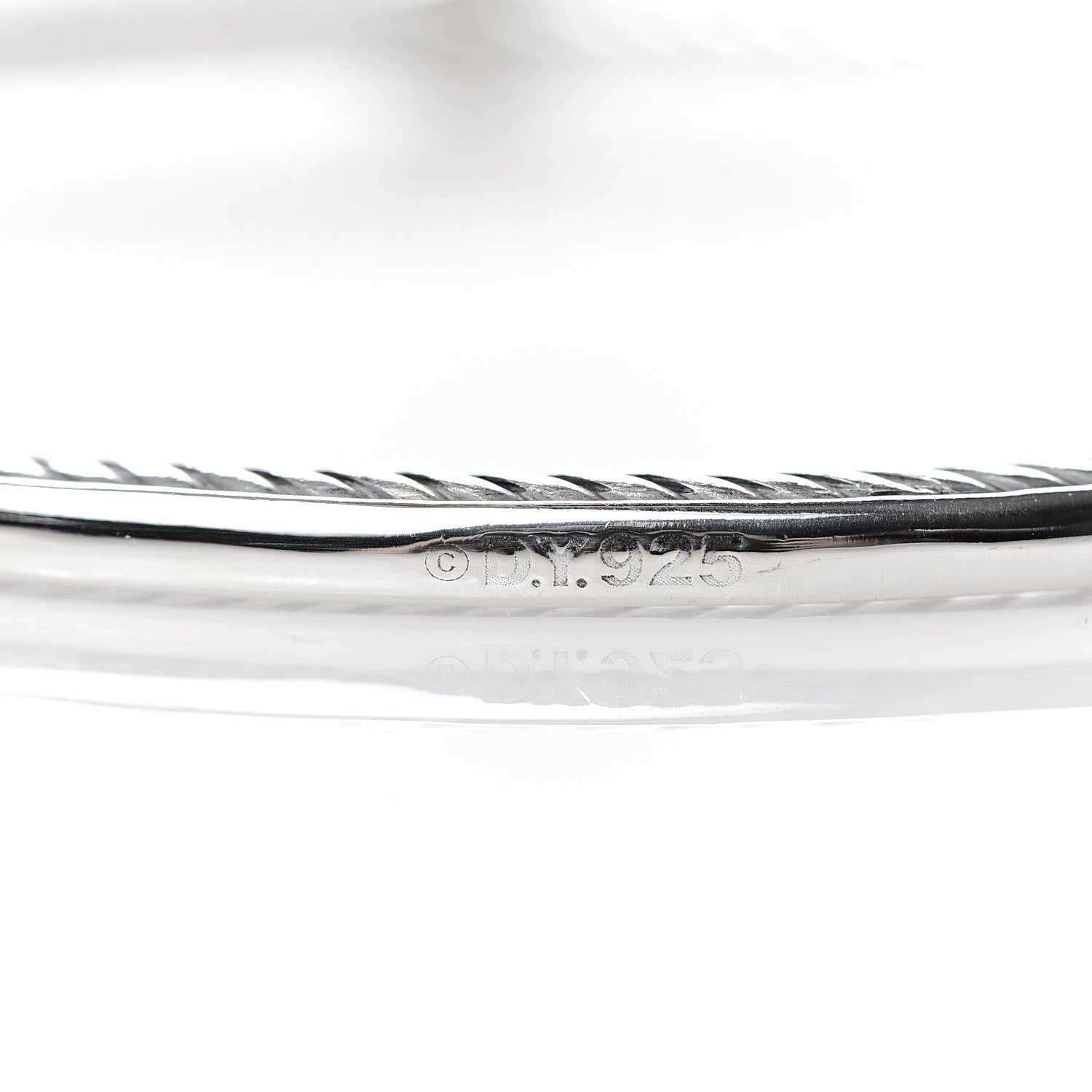 David Yurman Sterling Silver Diamond 3mm Oval Cable Bangle Bracelet 4 of 4