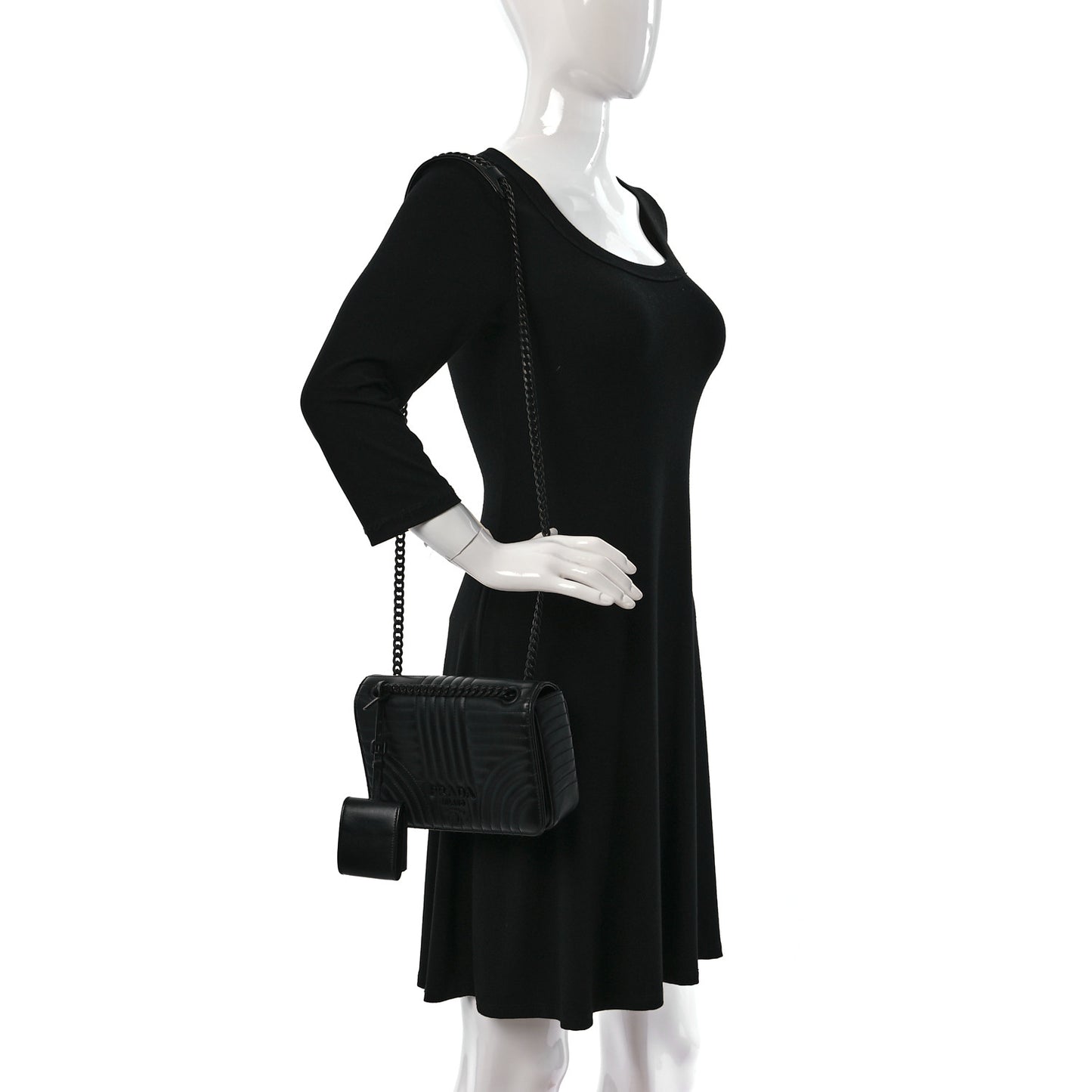 Nappa Impunture Small Diagramme Crossbody Bag Black