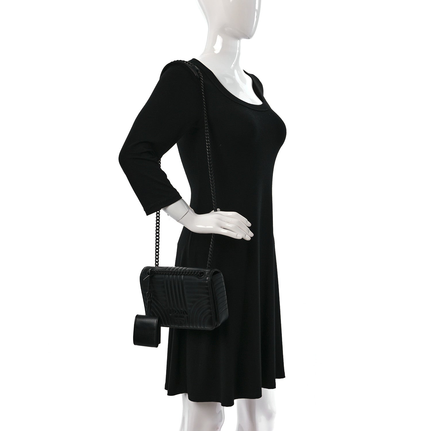 Prada Nappa Impunture Small Diagramme Crossbody Bag Black 2 of 12