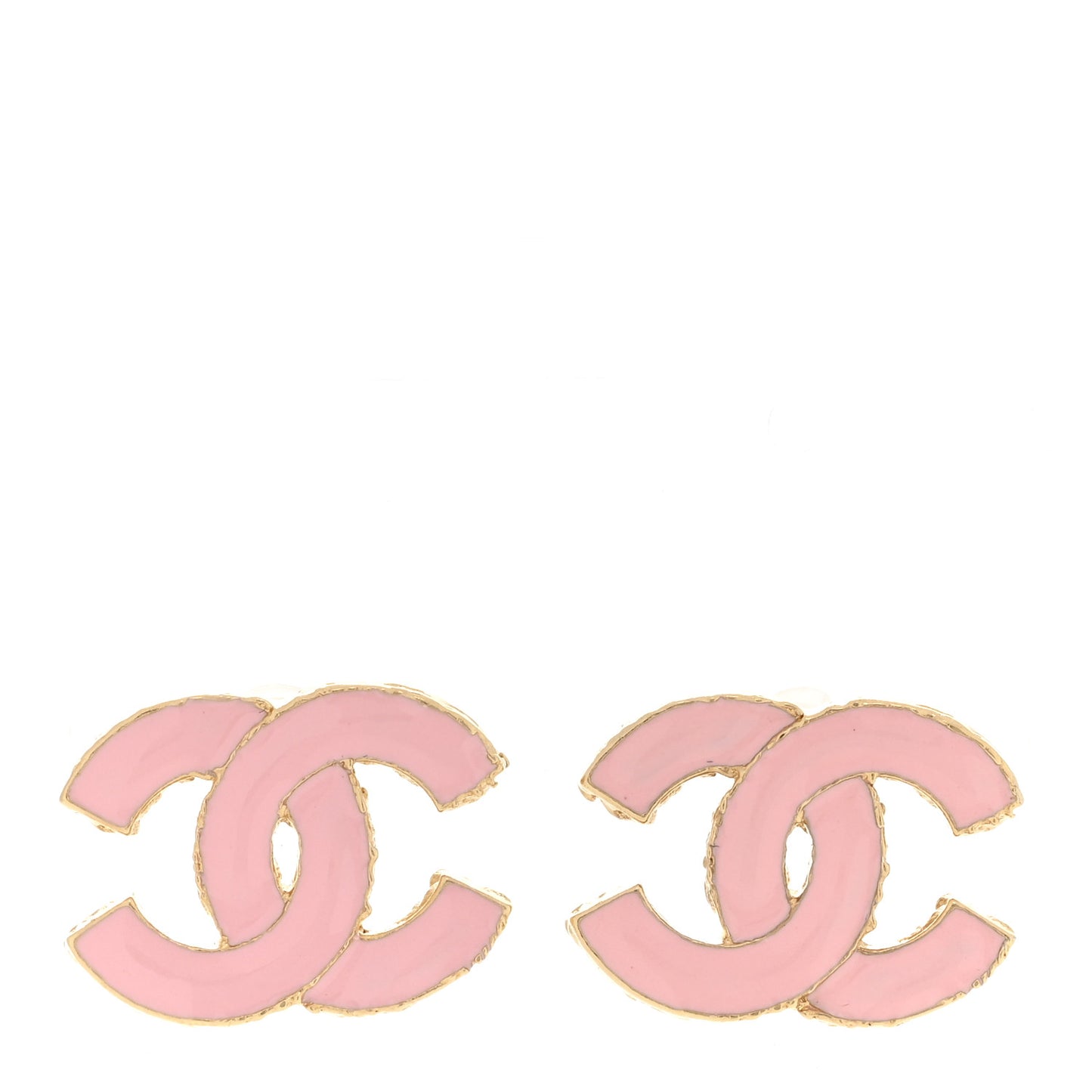 Metal Enamel CC Earrings Pink Gold
