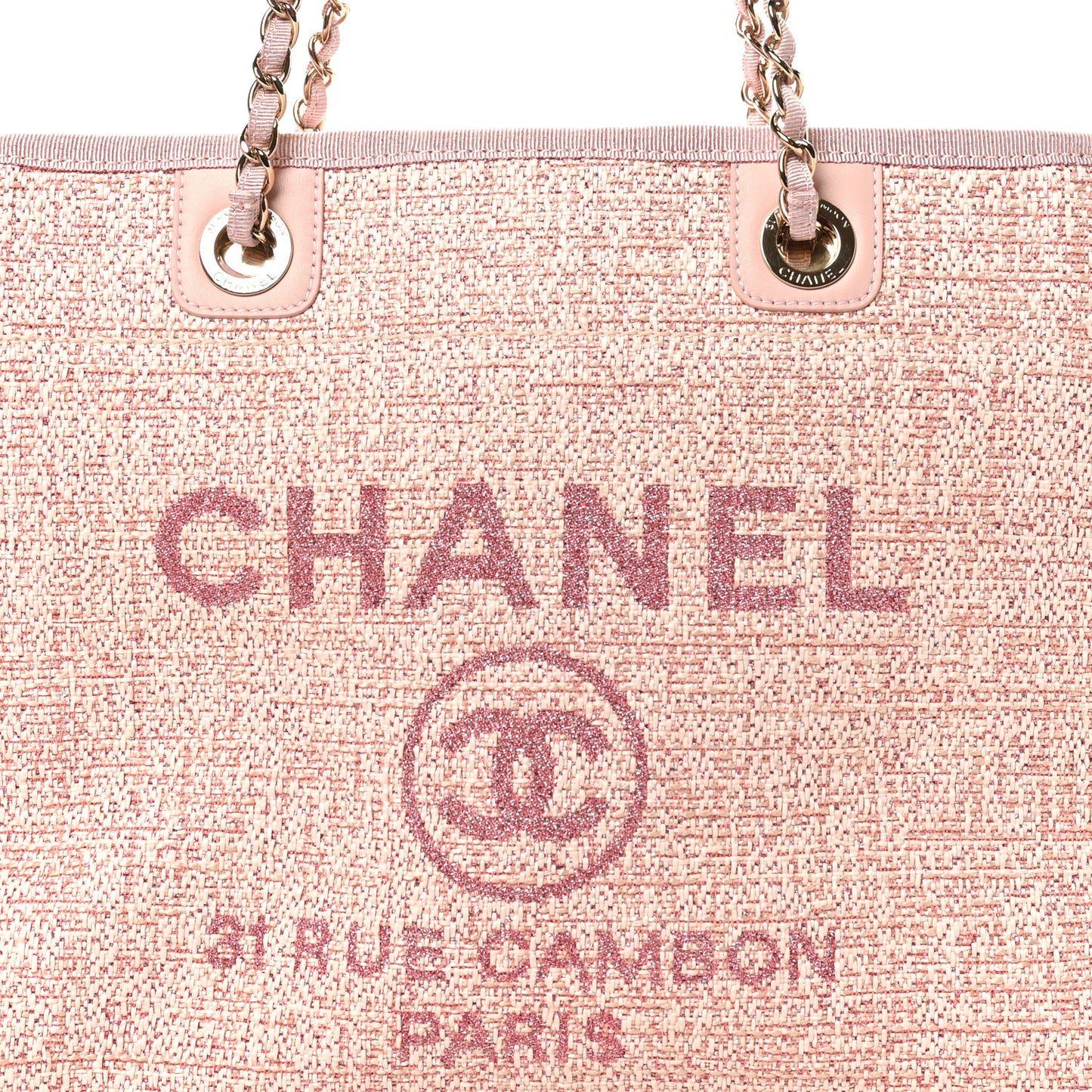 Lurex Boucle Small Deauville Tote Pink