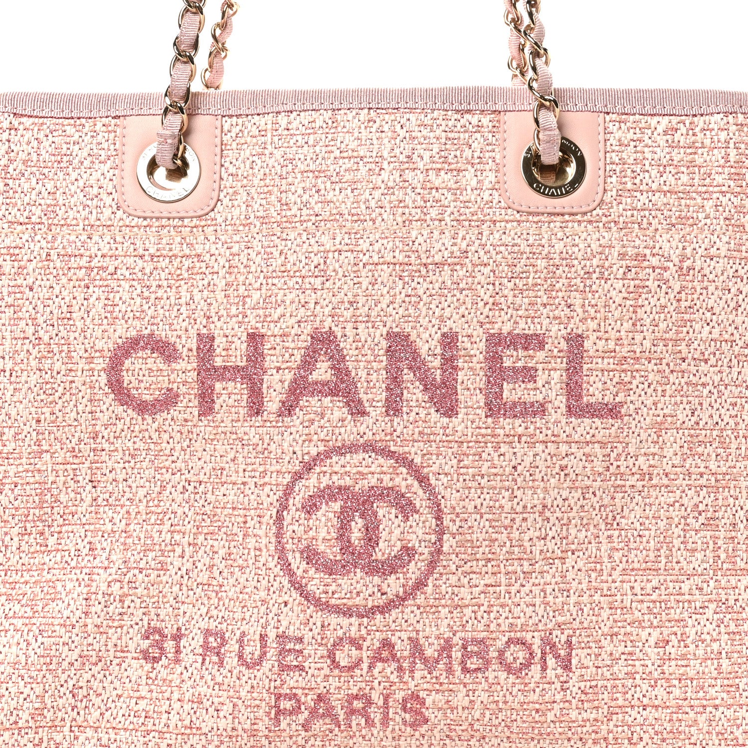 Chanel Lurex Boucle Small Deauville Tote Pink 8 of 10
