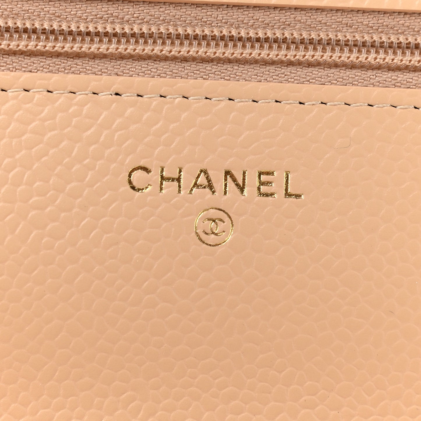 Caviar Quilted Wallet On Chain WOC Beige