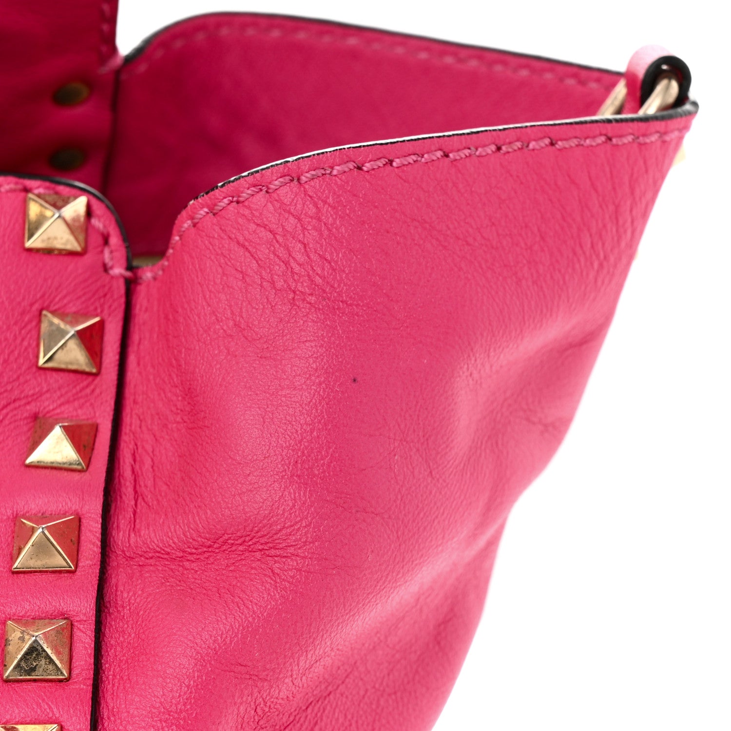 Valentino Garavani Vitello Medium Rockstud All Over Tote Pop Fuxia 16 of 18