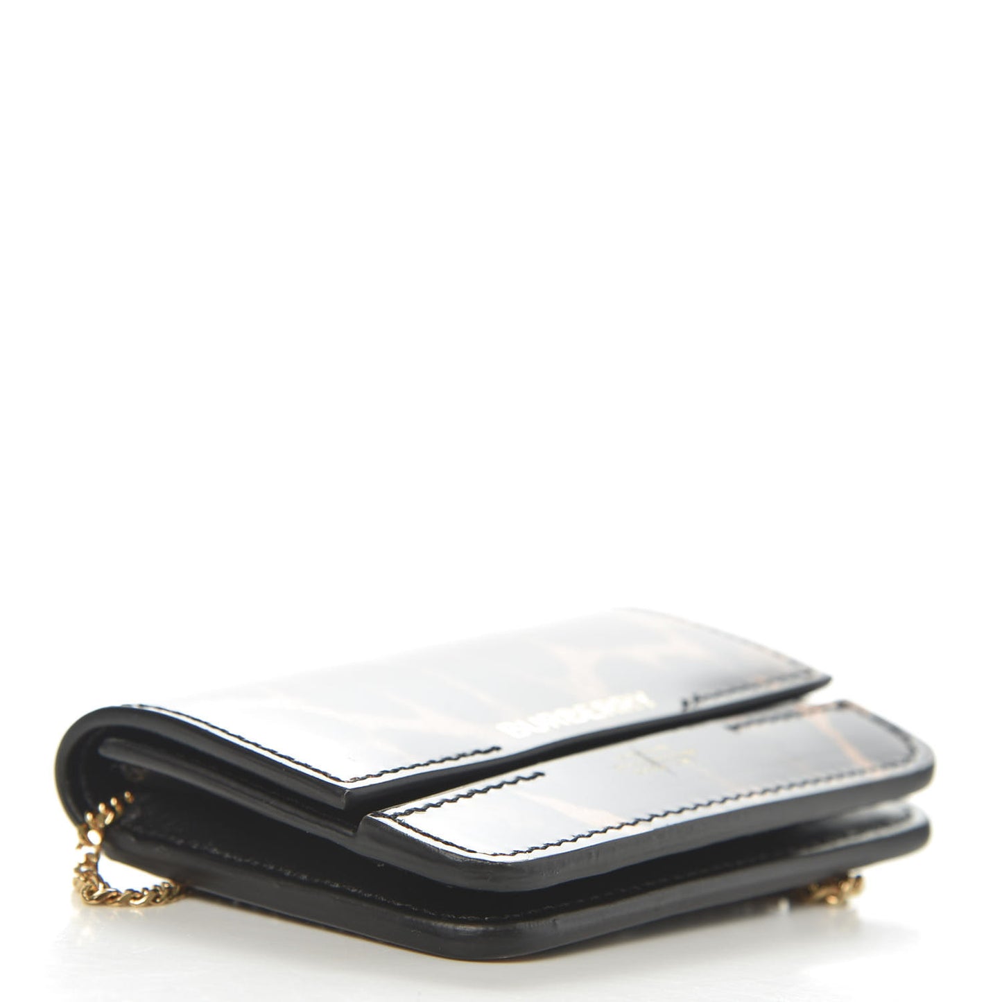 Calfskin Leopard Print Mini Jody Chain Card Case Black