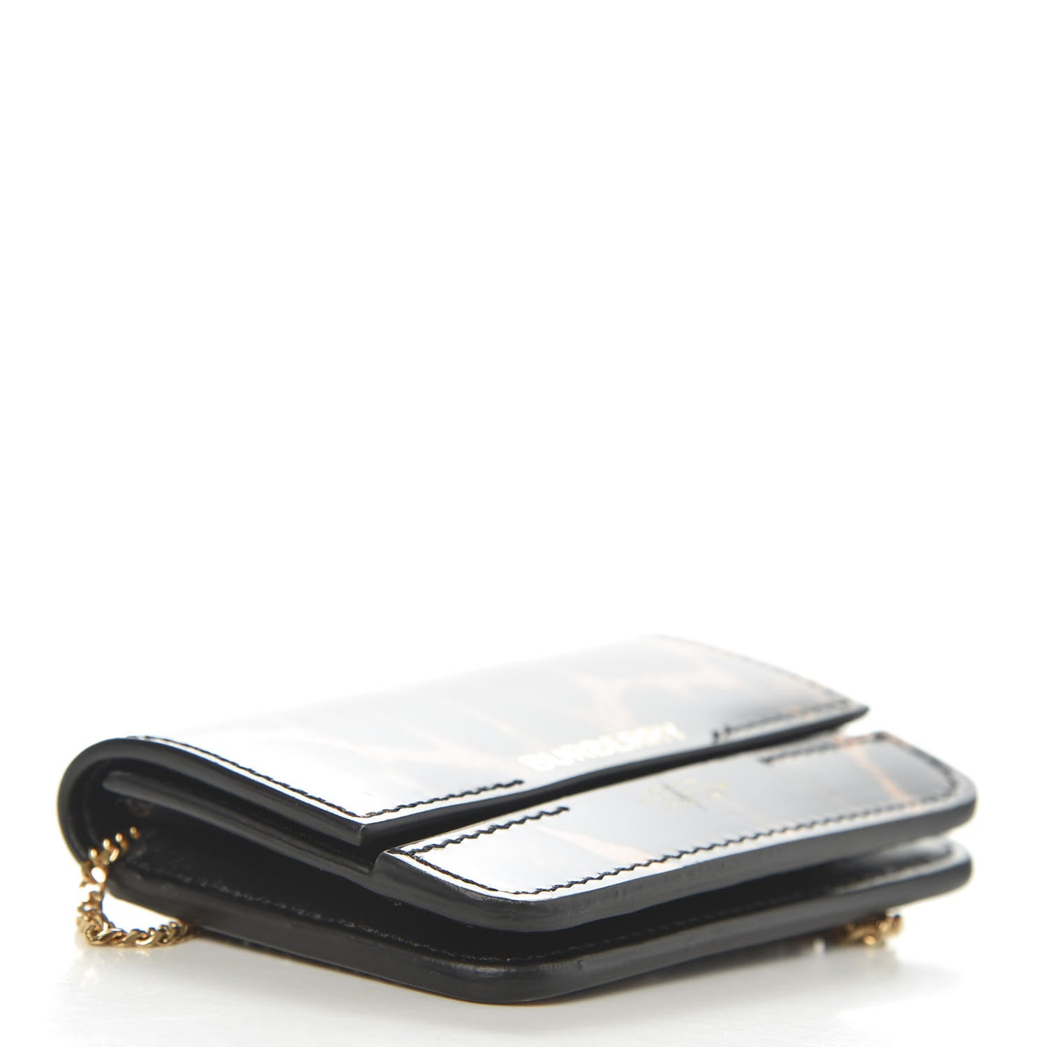Burberry Calfskin Leopard Print Mini Jody Chain Card Case Black 4 of 12