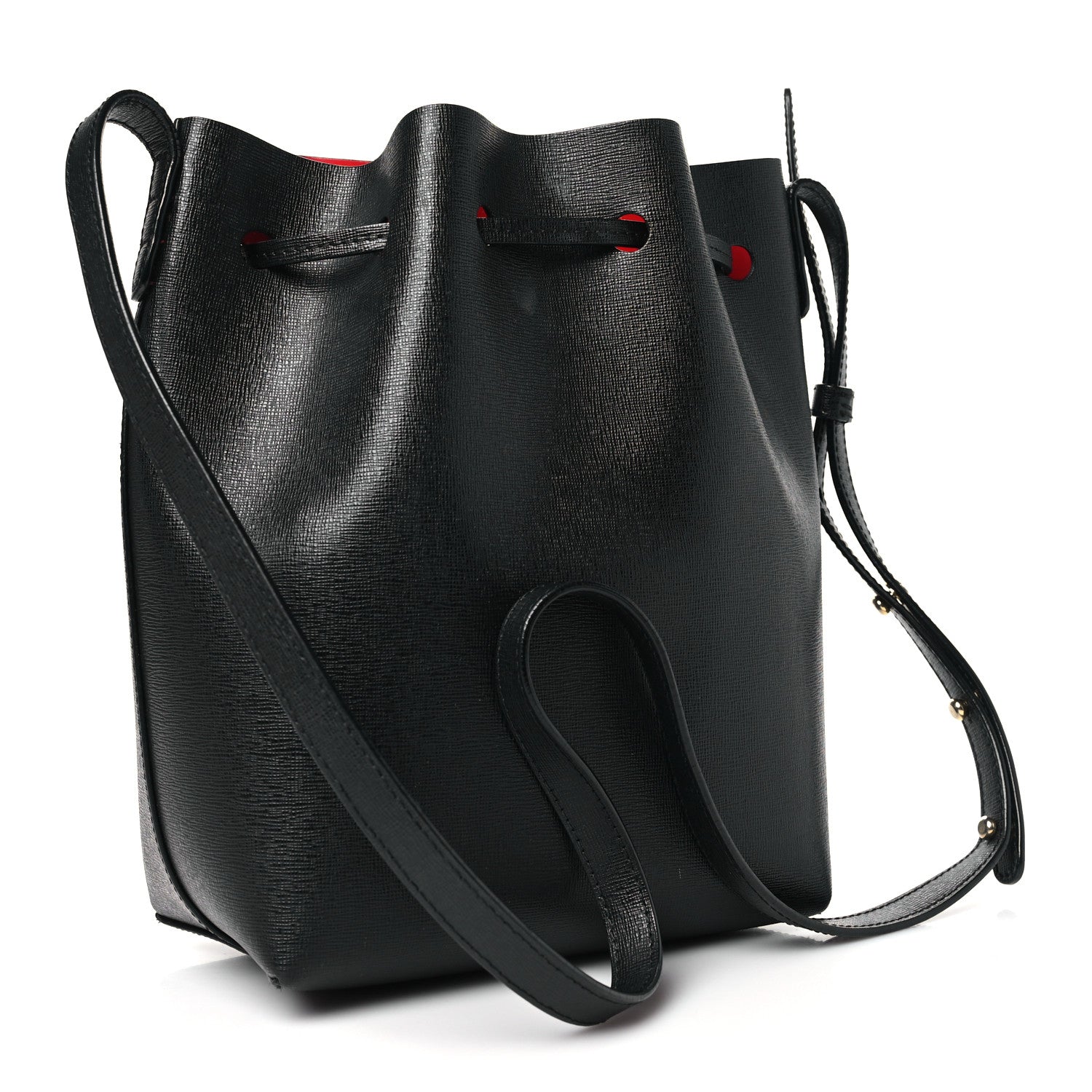 Mansur Gavriel Saffiano Mini Bucket Bag Black Flamma 3 of 13