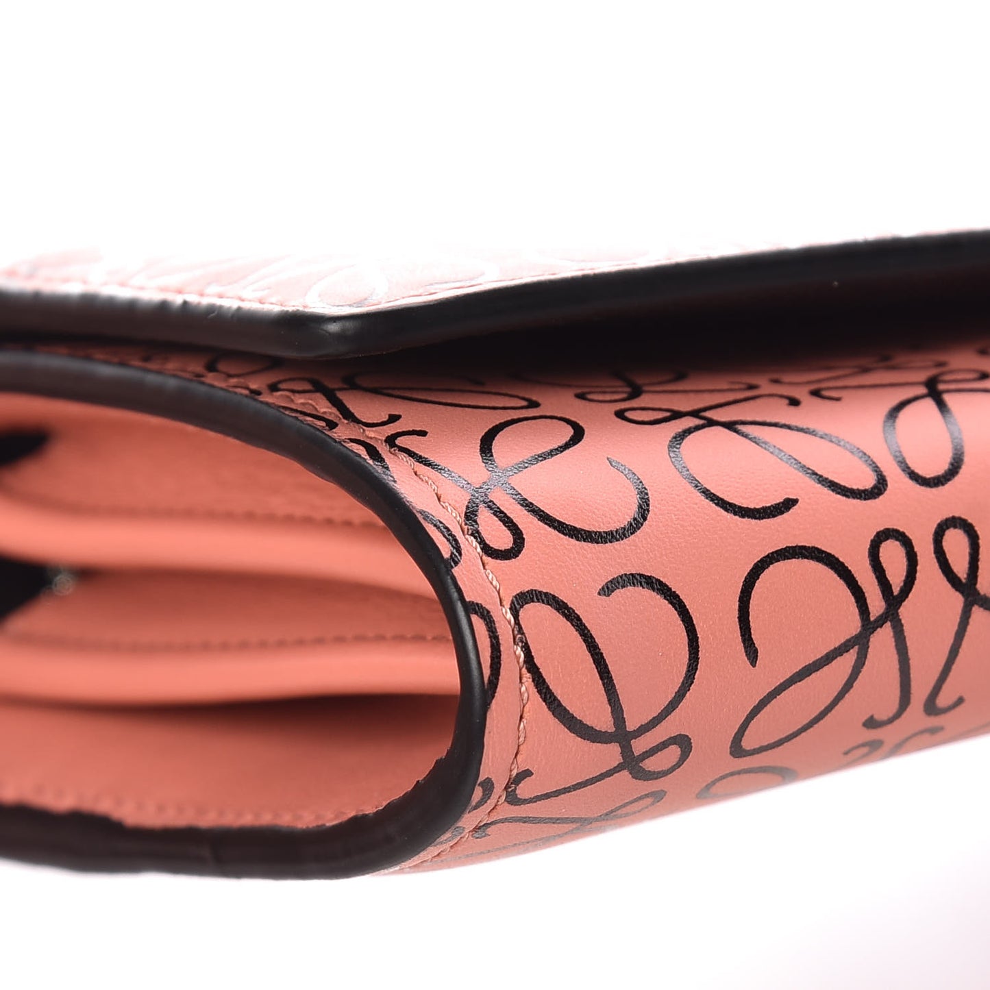 Engraved Calfskin Anagram Continental Wallet Pink Tulip Black