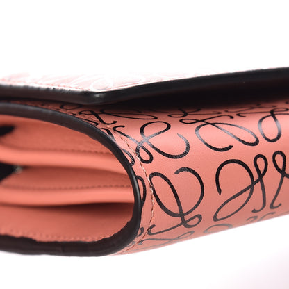 Loewe Engraved Calfskin Anagram Continental Wallet Pink Tulip Black 7 of 9
