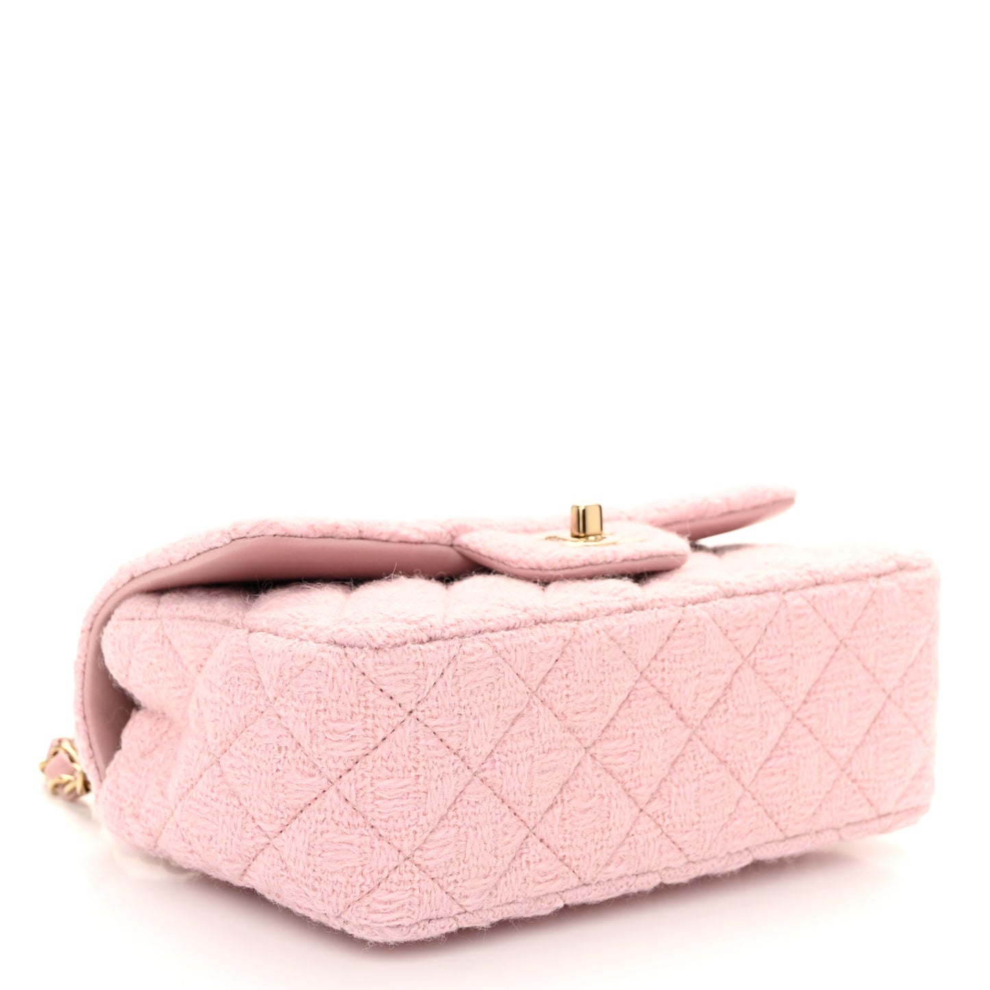 Tweed Quilted Mini Rectangular Flap Light Pink
