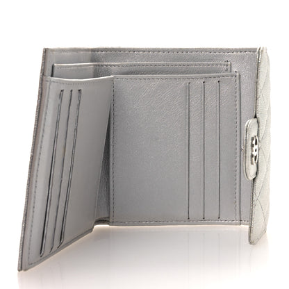 Chanel Metallic Caviar Quilted Compact Flap Wallet Silver 5 of 14