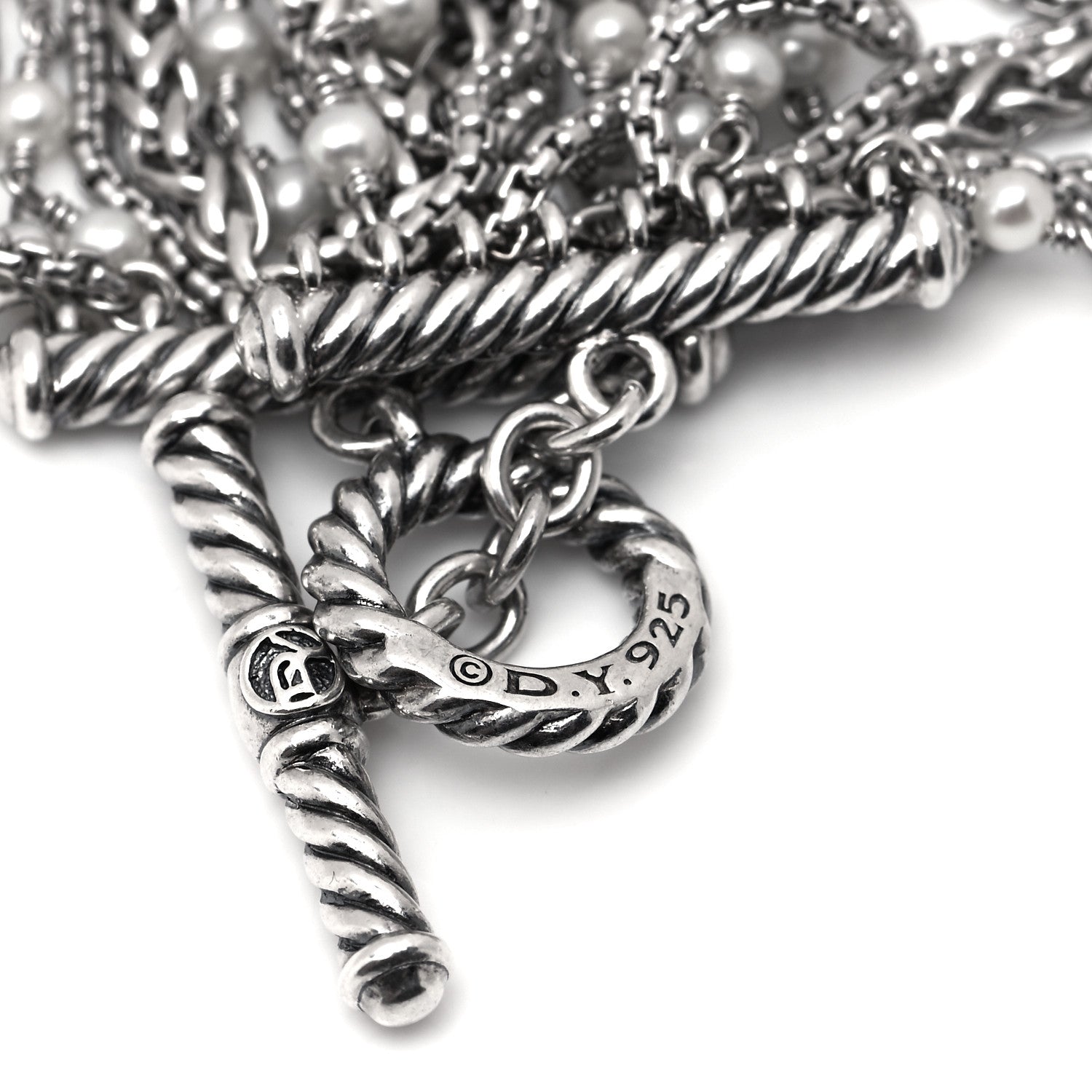 David Yurman Sterling Silver Pearl Starburst Multi-Row Bracelet 4 of 4