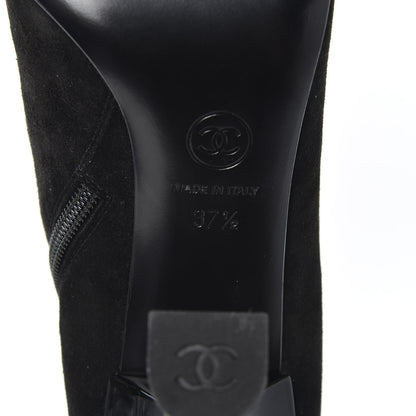 Chanel Suede Crystal Star Short Boots 37.5 Black 8 of 9