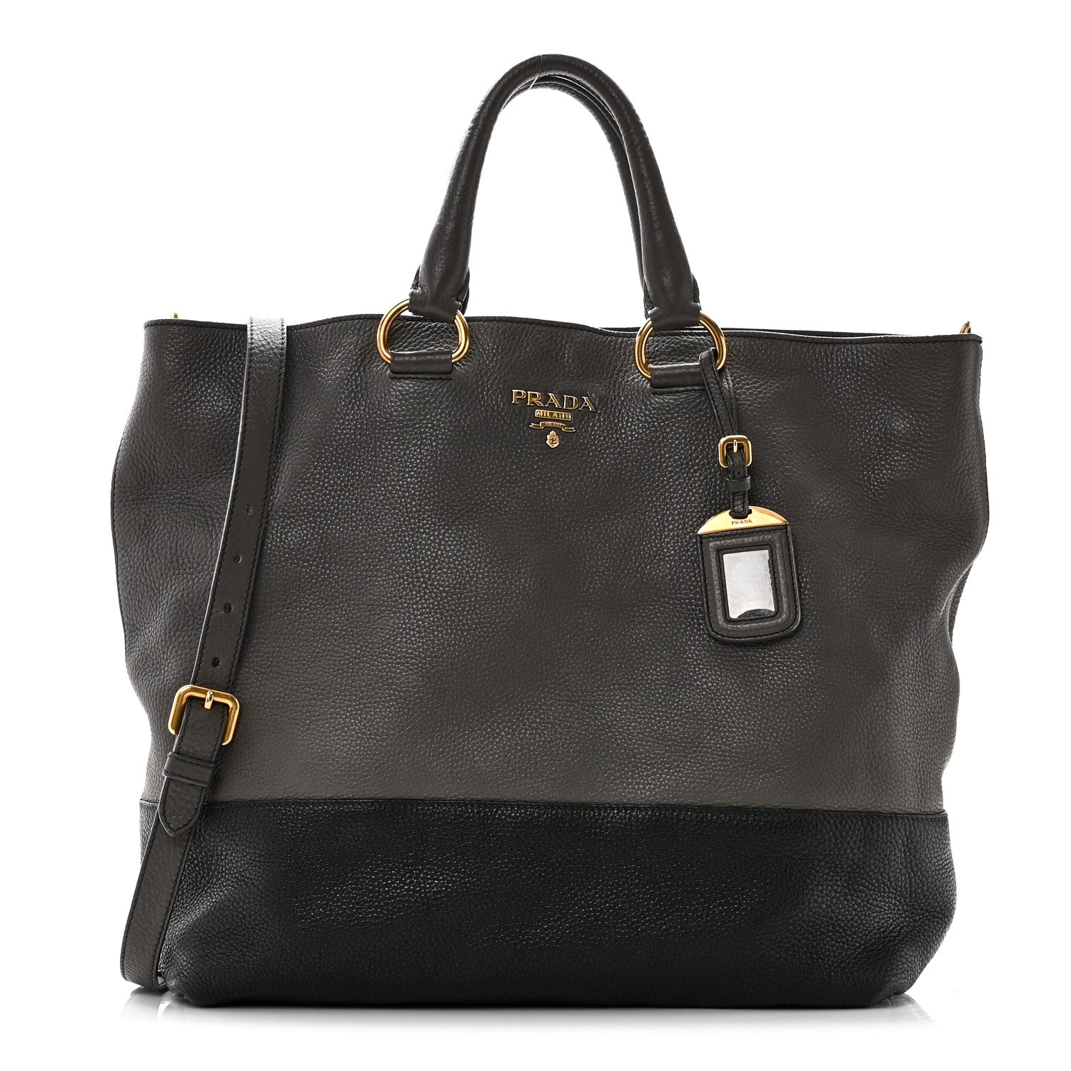 Prada Vitello Daino Bi-Color Shopping Tote Marmo Black 1 of 9