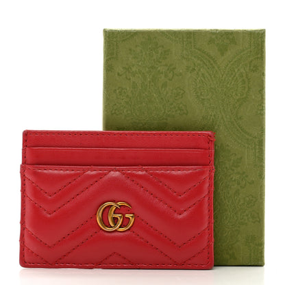 Gucci Calfskin Matelasse GG Marmont Card Holder Hibiscus Red 8 of 8
