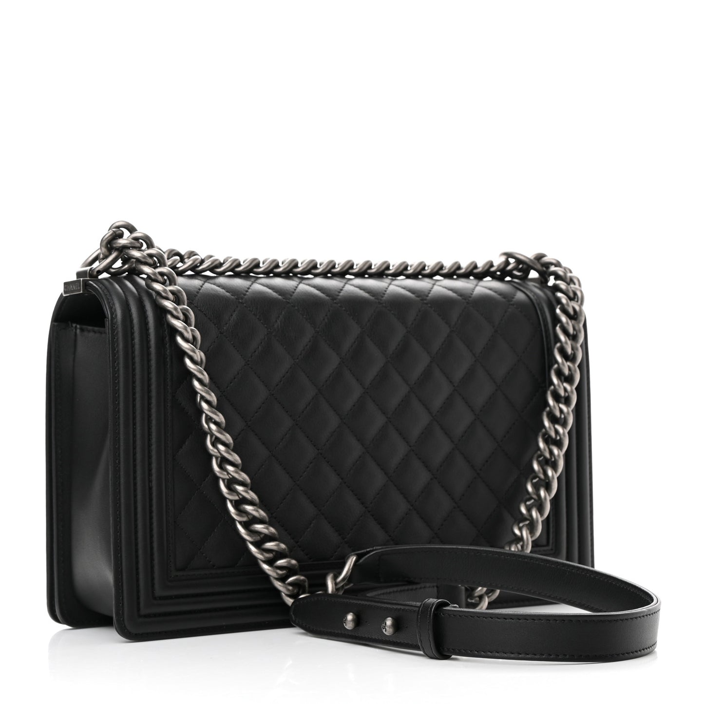 Calfskin Quilted New Medium Boy Flap Black