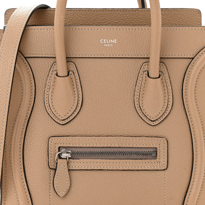 Celine Drummed Calfskin Nano Luggage Dune 9 of 11