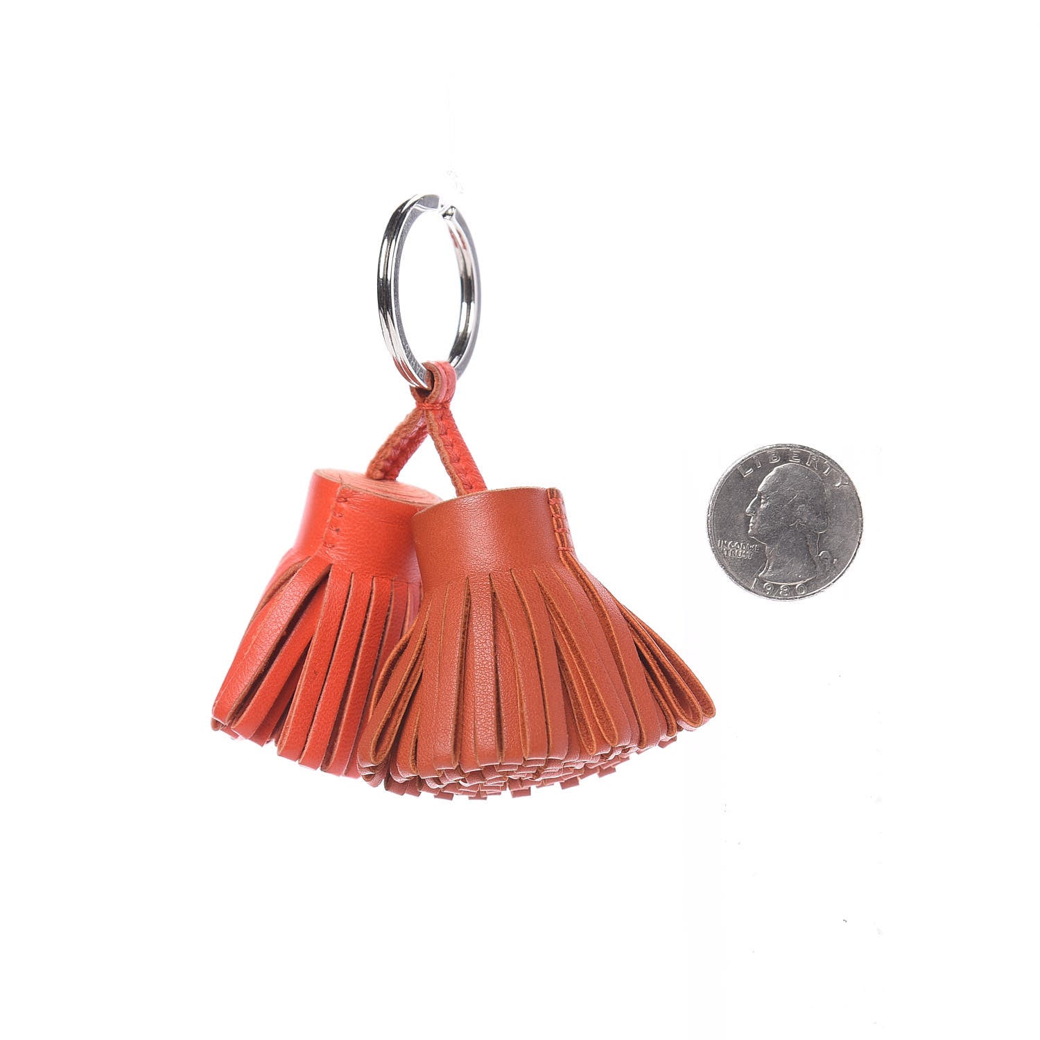 Hermes Lambskin Carmen Uno-Dos Key Holder Cornaline Capucine 4 of 4