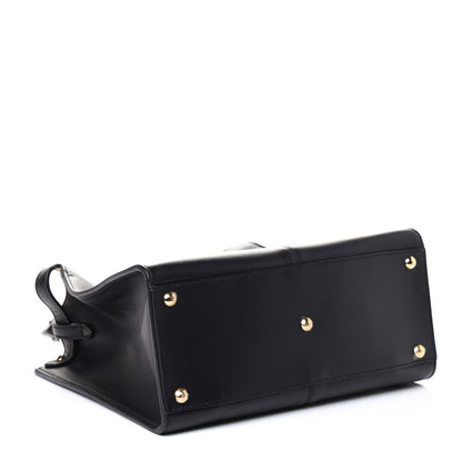 Fendi Vitello Seta Glazed Fabric FF 1974 Medium Peekaboo X-Lite Black Mogano Panna 3 of 5