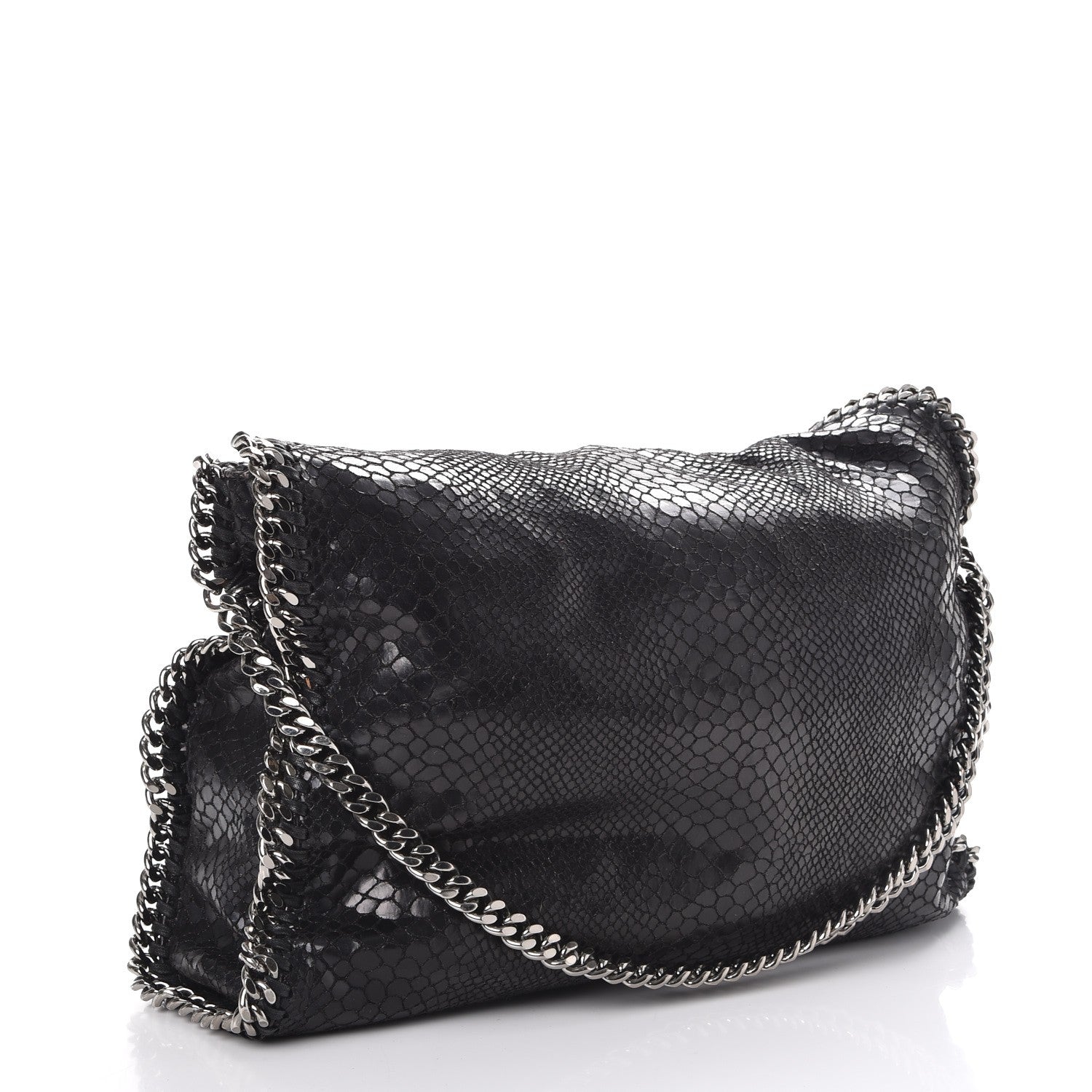 Stella McCartney Snakeskin Effect Falabella Fold Over Tote Black 3 of 6