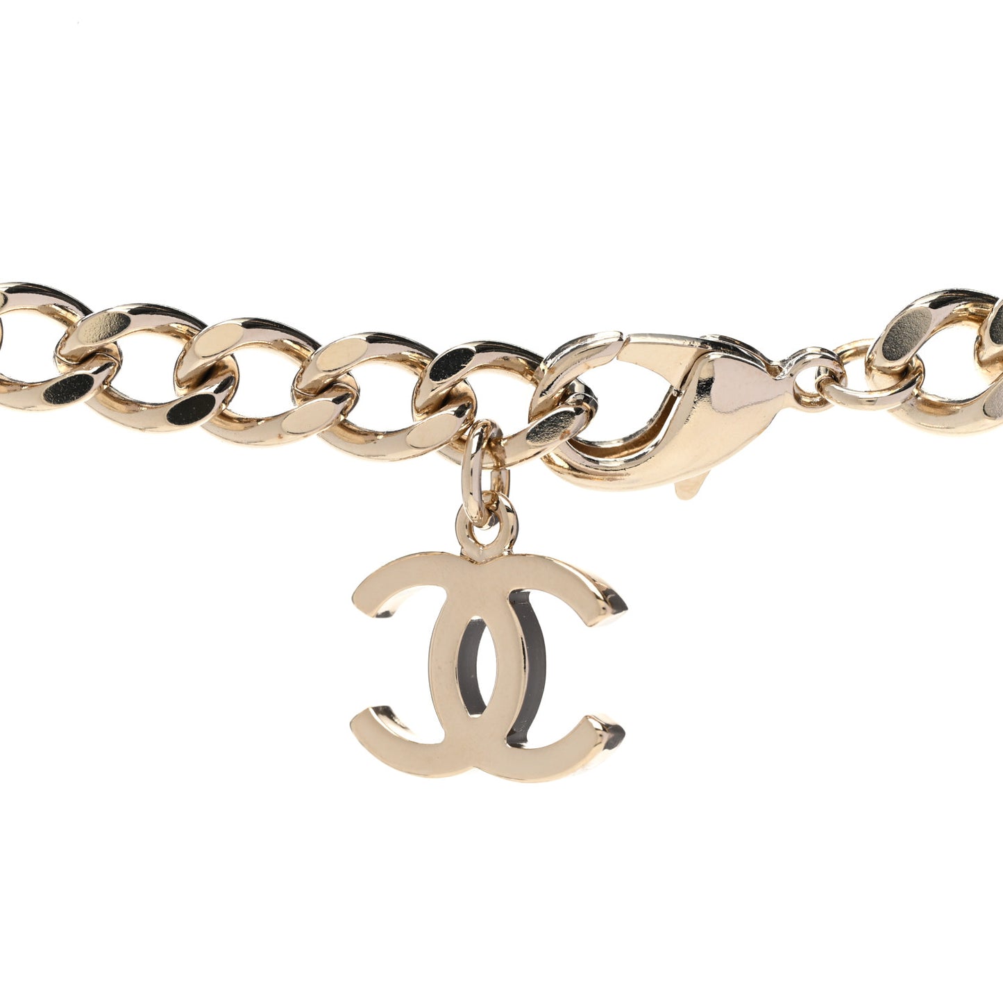 Metal Enamel Chain CC Choker Gold White