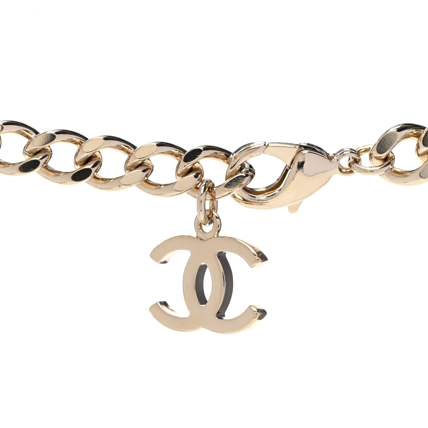 Chanel Metal Enamel Chain CC Choker Gold White 4 of 6