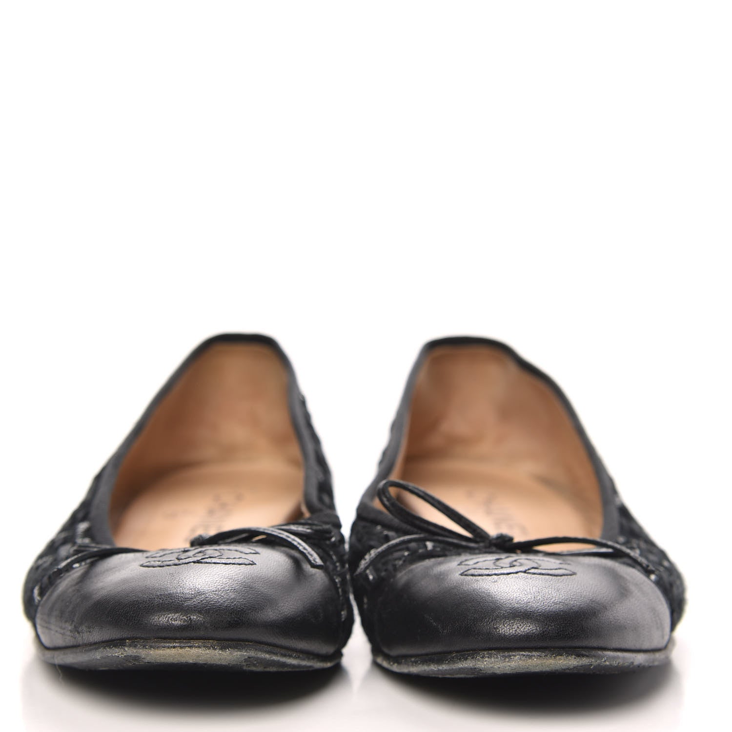 Chanel Tweed Lambskin CC Cap Toe Ballerina Flats 36.5 Black 2 of 11