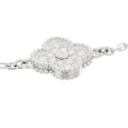 Van Cleef & Arpels 18K White Gold Diamond 6 Motifs Sweet Alhambra Bracelet 3 of 5