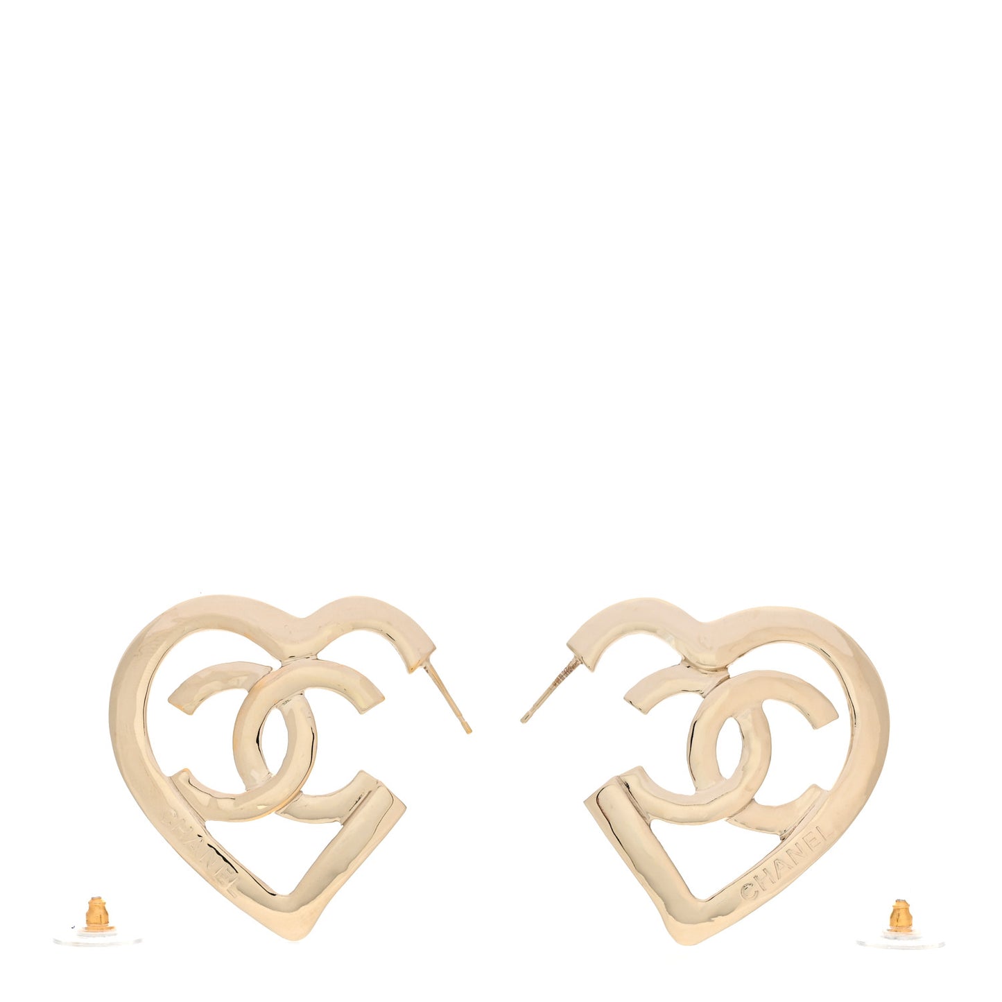 Metal CC Heart Coco In Love Hoop Earrings Gold