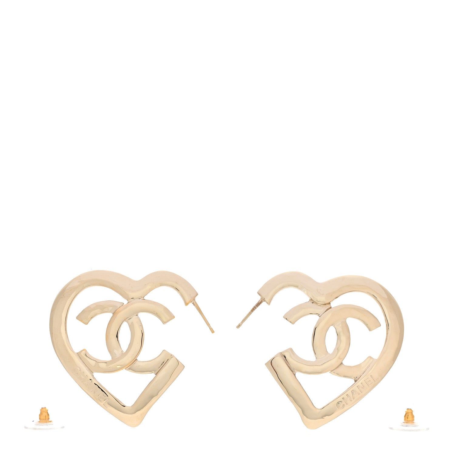 Chanel Metal CC Heart Coco In Love Hoop Earrings Gold 3 of 5