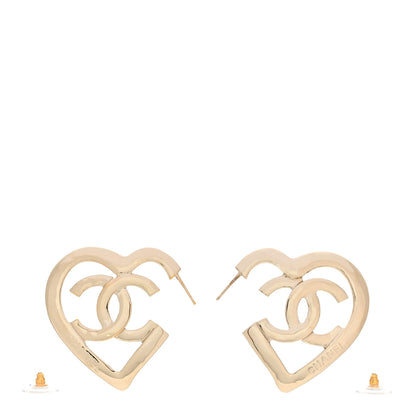 Chanel Metal CC Heart Coco In Love Hoop Earrings Gold 3 of 5