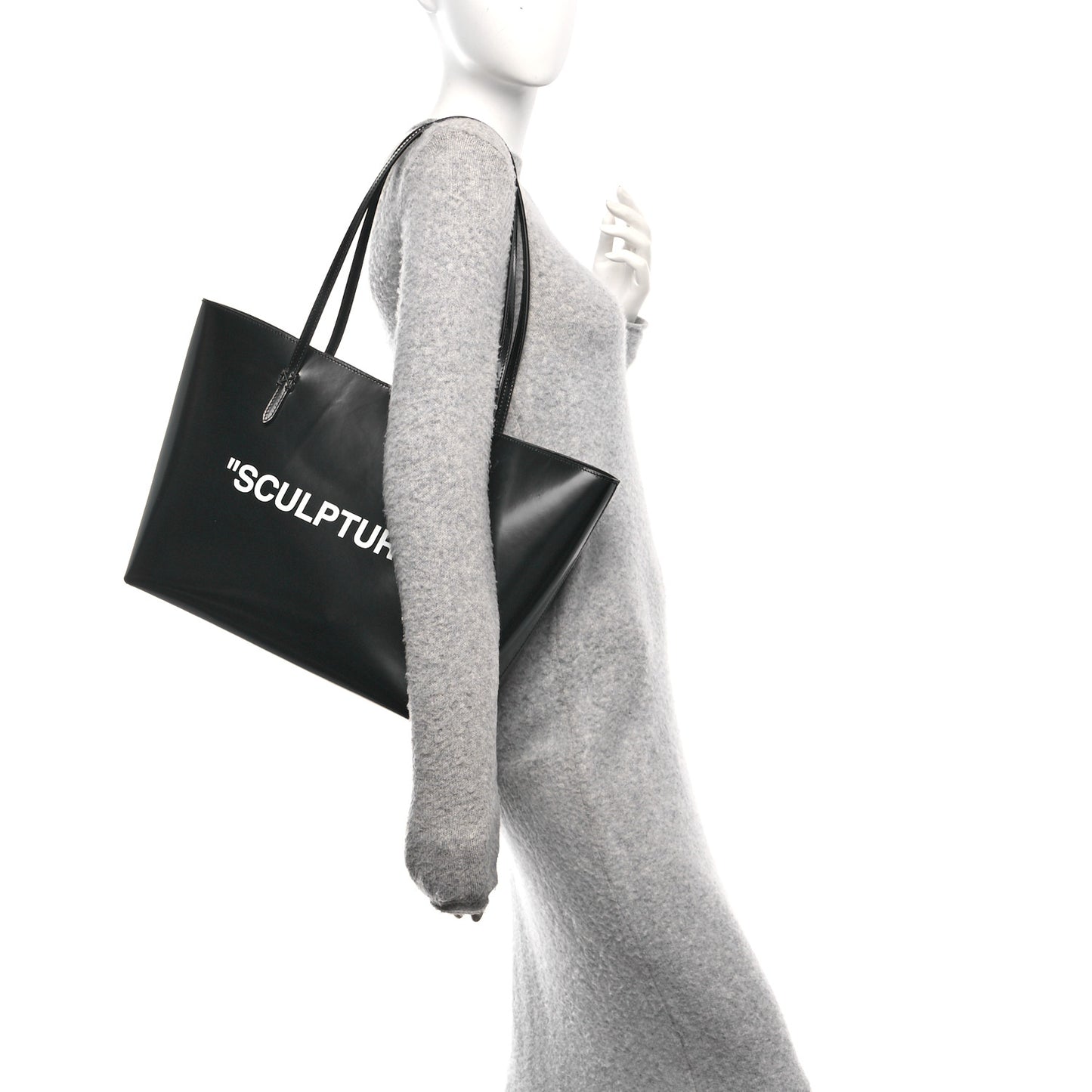 Calfskin Sculpture Day Off Tote Bag Black White