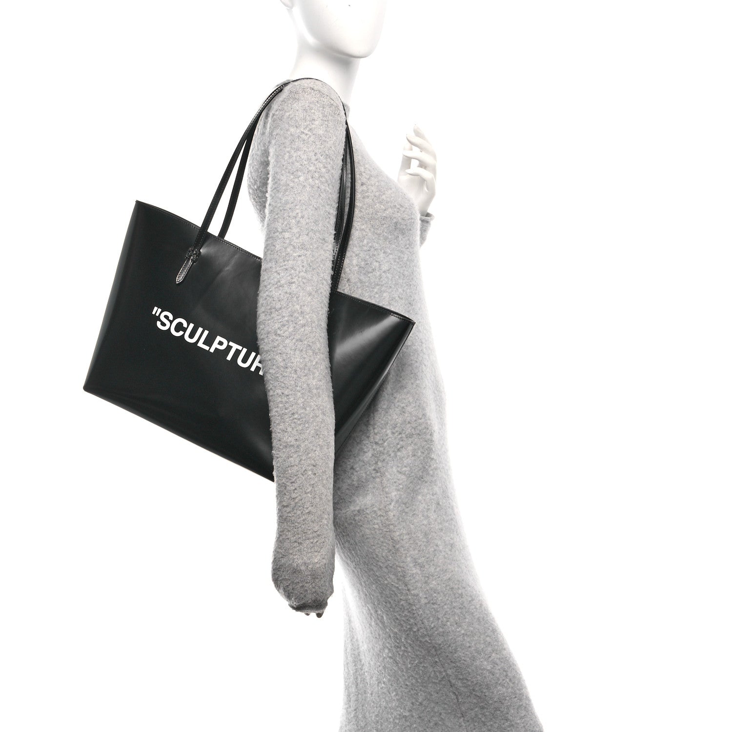 Off-White Calfskin Sculpture Day Off Tote Bag Black White 3 of 10
